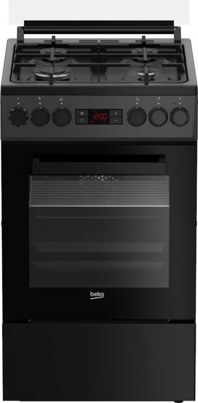 Плита Beko комбінована, 60л, 50x60см, дисплей, конвекція, чавун, чорний