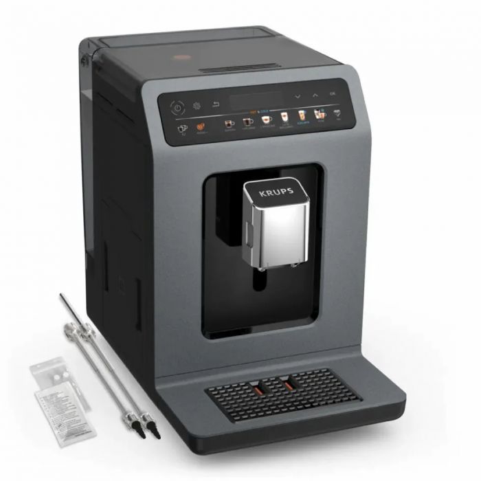 Кавомашина Krups Evidence Hot & Cold 2.3л, зерно, автомат.капучинатор, ОLED диспл, авторецептів - 18, сіро - чорний