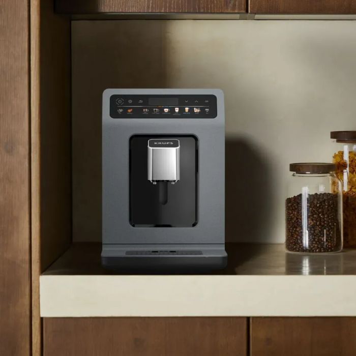 Кавомашина Krups Evidence Hot & Cold 2.3л, зерно, автомат.капучинатор, ОLED диспл, авторецептів - 18, сіро - чорний