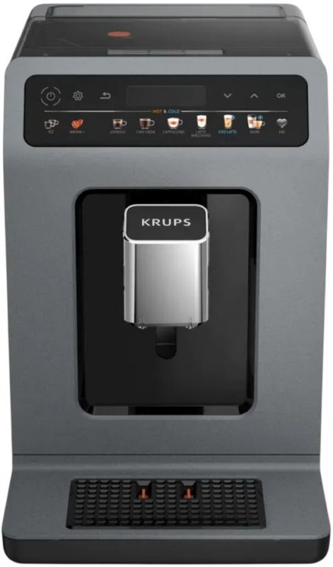 Кавомашина Krups Evidence Hot & Cold 2.3л, зерно, автомат.капучинатор, ОLED диспл, авторецептів - 18, сіро - чорний