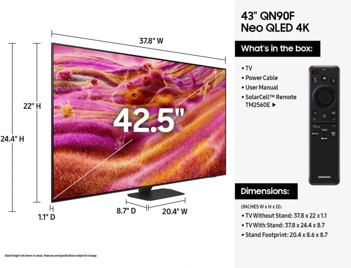 Телевізор 43" Samsung NeoQLED 4K 120Hz (Up to 165Hz) Smart Tizen Black