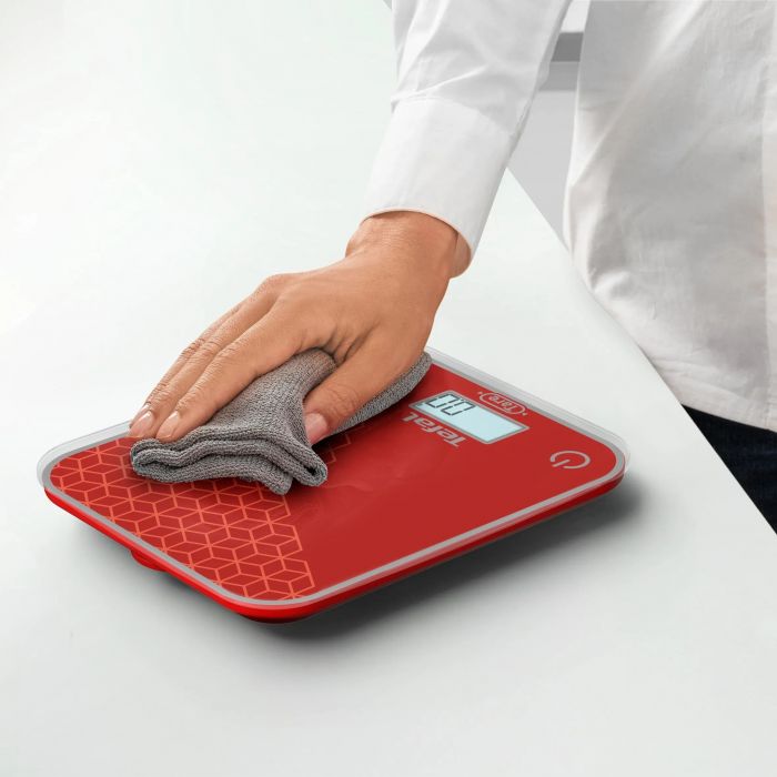 Ваги Tefal кухонні Optiss, 5кг, AAAx2 в комплекті, скло, червоний
