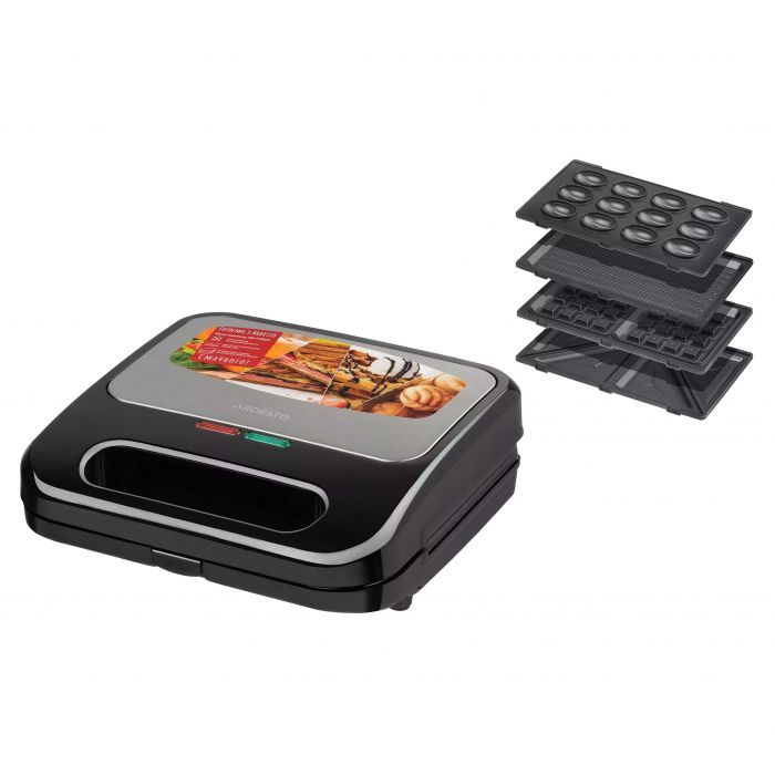 Сендвічмейкер ARDESTO 700Вт, алюміній, 4 пластини, корпус-нержав.сталь/пластик, чорно-сріблястий