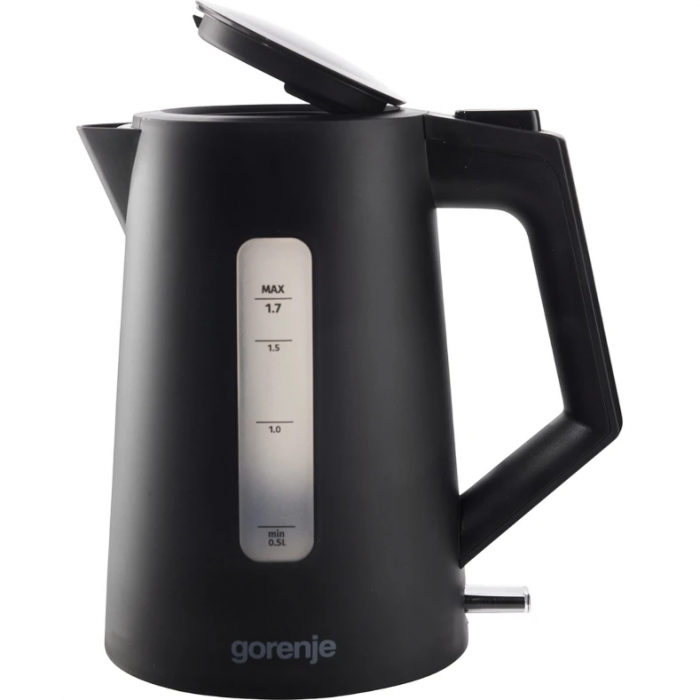 Електрочайник Gorenje 1.7л, Strix контроль, чорний матовий