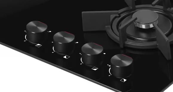 Варильна поверхня Hansa газова на склі, 60см, чавун, чорний