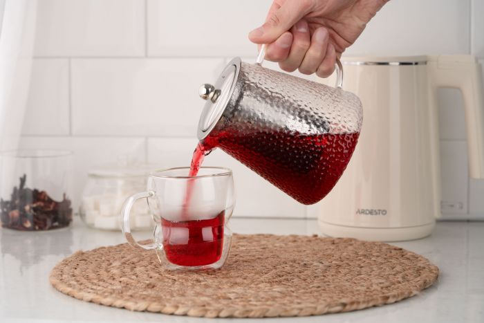 Заварник Ardesto Gemini 950мл, боросилікатне скло, нержавіюча сталь, прозорий