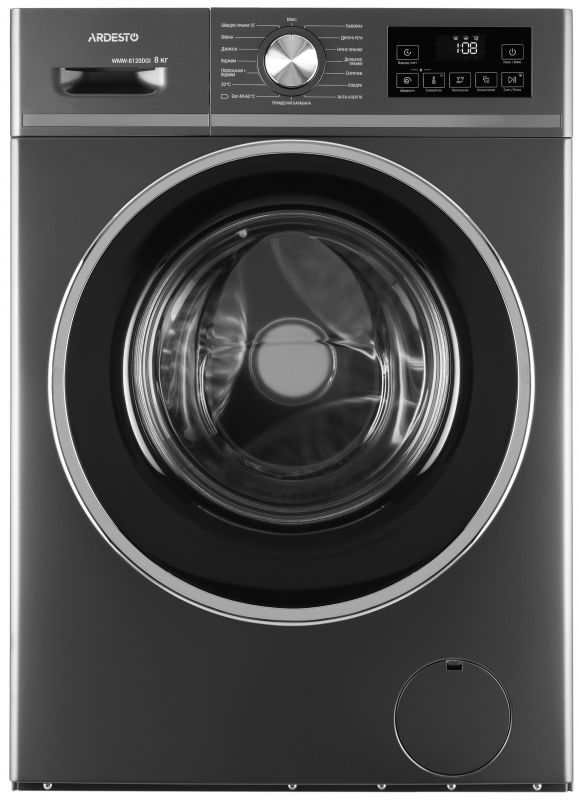 Пральна машина ARDESTO фронтальна, 8кг, 1200, А+++, 55см, дисплей, пара, інвертор, сірий
