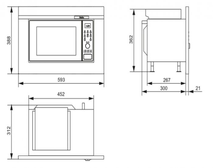 Мікрохвильова піч Hansa вбудовувана, 20л, електр.управл., 900Вт, гриль, дисплей, відкр.кнопкою, чорний