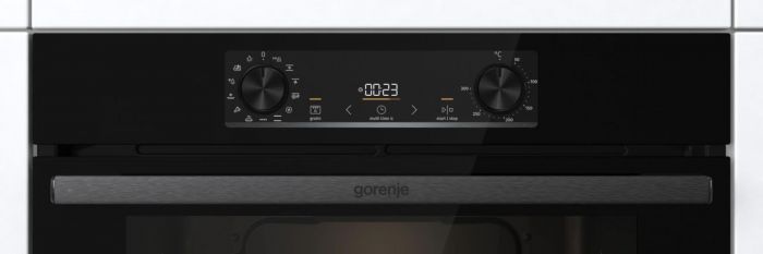 Духова шафа Gorenje електрична, 77л, A+, дисплей, макс.темп.- 300, IconLed, чорний