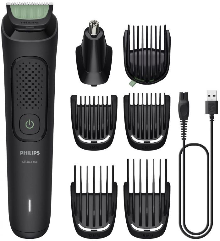 Тример Philips Series 3000, для обличчя, голови, тіла, акум., сталь, чорний