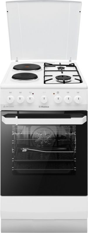 Плита Hansa з комбі. вар. поверхнею, 50х60см, 65л, емаль, газ контр., білий