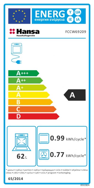 Плита Hansa електрична склокерамічна, 60х60см, 62л, дисплей, білий