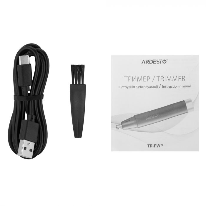 Тример Ardesto TR-PWP, для носа і вух, сталь,USB-C > USB-A, чорний