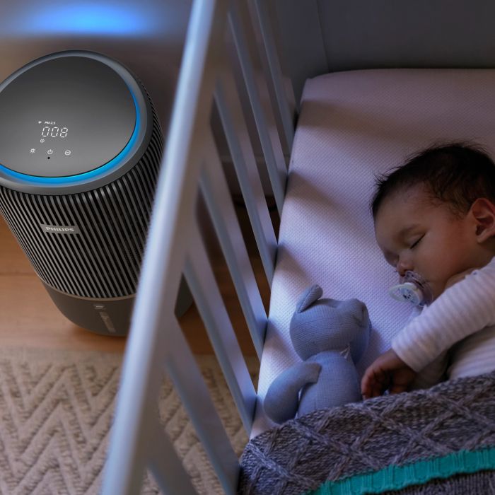 Очисник повітря Philips 2 в 1 PureProtect Water Series 3400, 78м2, 300м3/год, Nano, НЕРА,попередн.,вугільний фільтр, Wi-Fi, датчик якості, температ,вологості, темно-сірий