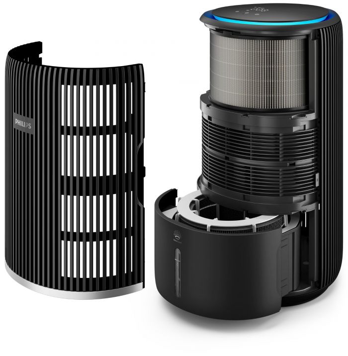 Очисник повітря Philips 2 в 1 PureProtect Water Series 3400, 78м2, 300м3/год, Nano, НЕРА,попередн.,вугільний фільтр, Wi-Fi, датчик якості, температ,вологості, темно-сірий
