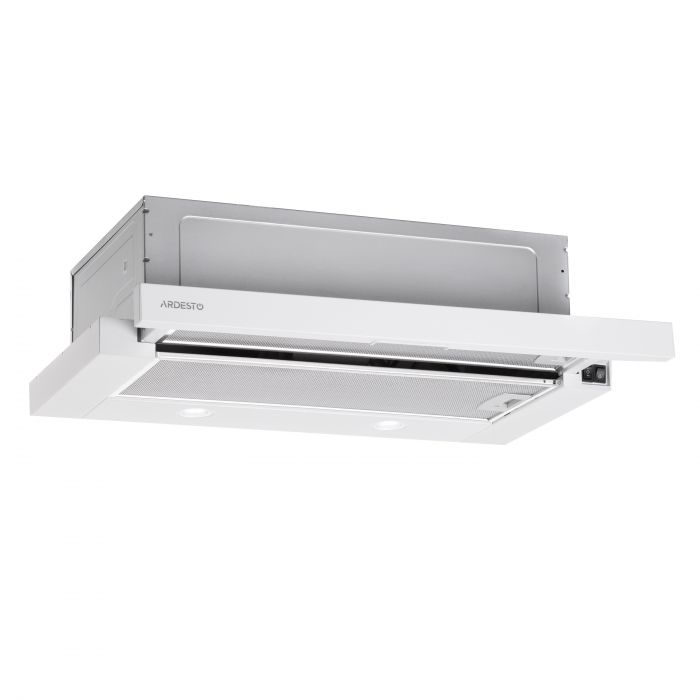 Витяжка ARDESTO телескопічна, метал, 60см, 450м3ч, метал, 2х1Вт LED, кнопкове, білий