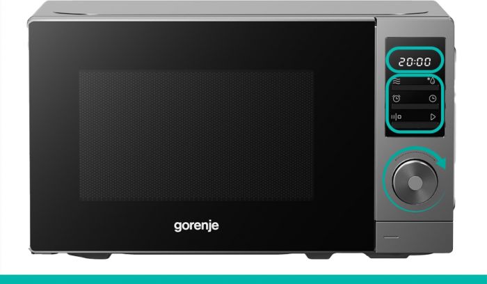 Мікрохвильова піч Gorenje, 20л, електр. керув., 700Вт, дисплей, нерж
