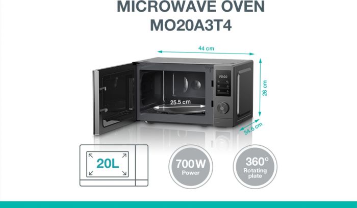 Мікрохвильова піч Gorenje, 20л, електр. керув., 700Вт, дисплей, нерж