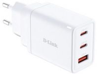 Зарядний пристрій мережевий D-Link DCP-651 65Вт GaN 2хUSB-С, 1xUSB-A, білий
