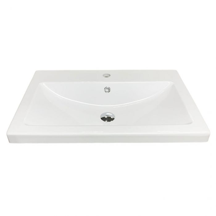 Раковина, умивальник Adamant CERS, штучний камінь, прямокут., з отвором для змішувача, з отвором для переливу, 695x450x158мм, накладний, білий