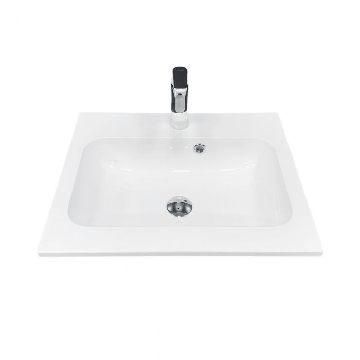 Раковина, умивальник Adamant FRATE, штучний камінь, прямокут., з отвором для змішувача, з отвором для переливу, 550x450x1525мм, накладний, білий