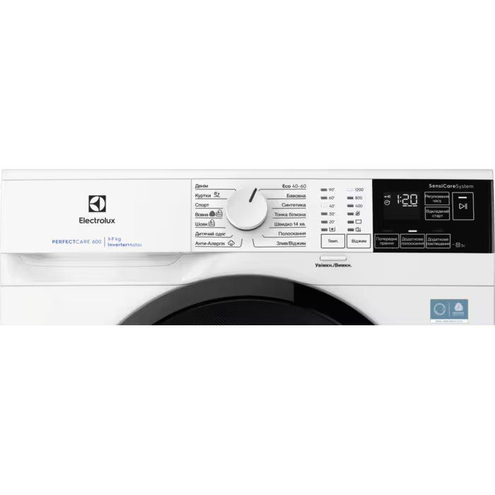 Пральна машина Electrolux фронтальна, 7кг, 1200, A, 48см, дисплей, інвертор, білий