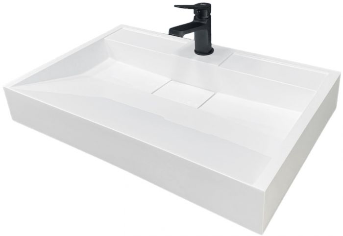 Раковина, умивальник Adamant VISION, штучний камінь, прямокут., з отвором для змішувача, без переливу, 700х455х110мм, накладний, білий