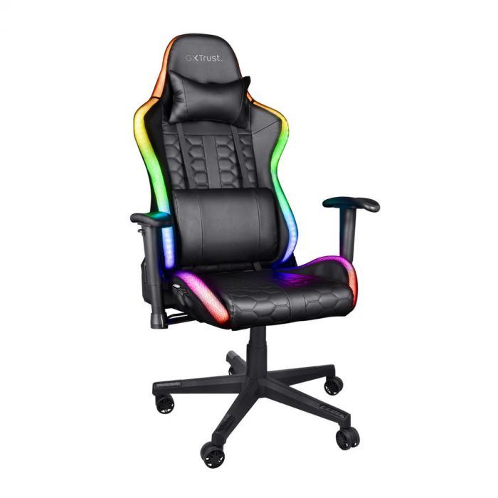 Крісло Trust GXT 716 Rizza, ПУ шкіра, 3D-Armrests, RGB, чорний