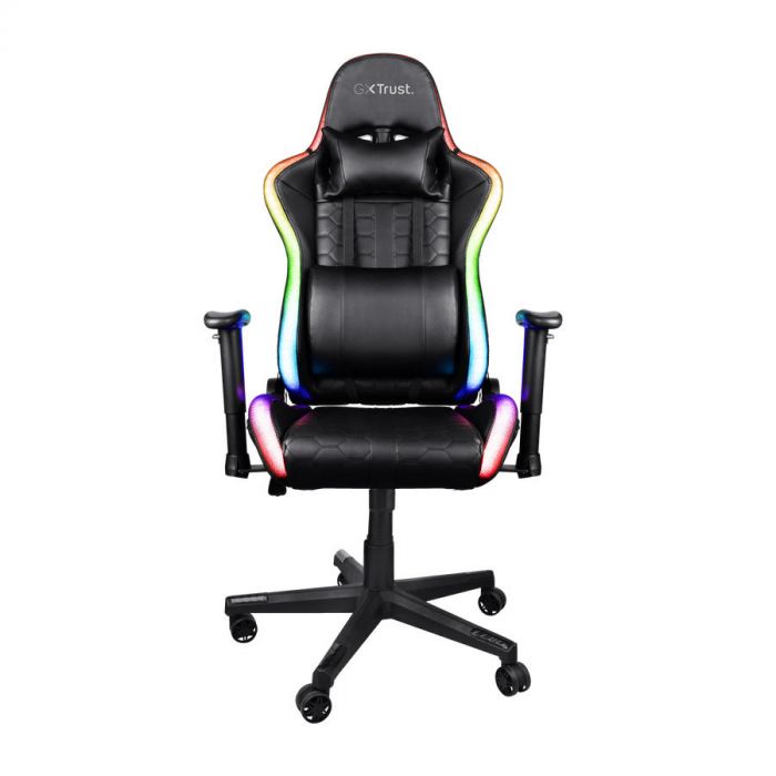 Крісло Trust GXT 716 Rizza, ПУ шкіра, 3D-Armrests, RGB, чорний