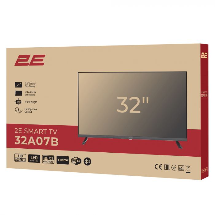 Телевізор 32" 2E LED HD 60Hz Smart Android Black