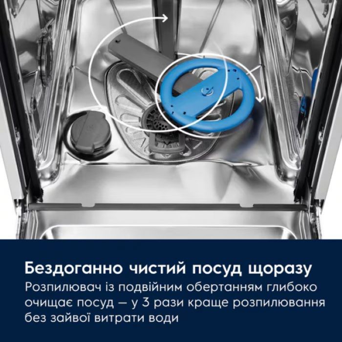 Посудомийна машина Electrolux вбудована, 13компл., Е, 60см, дисплей, інвертор, 3й кошик, чорний