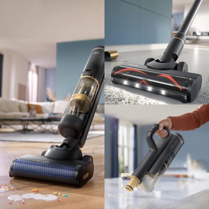 Пилосос Philips безпровідний Series 7000 AquaTrio, вологе прибирання, конт пил -0.42л, автон. робота до 45хв, PowerCyclone Aqua, чорний Пилосос Philips безпровідний Series 7000 AquaTrio, вологе прибирання, конт пил -0.42л, автон. робота до 45хв, PowerCyclone Aqua, чорний