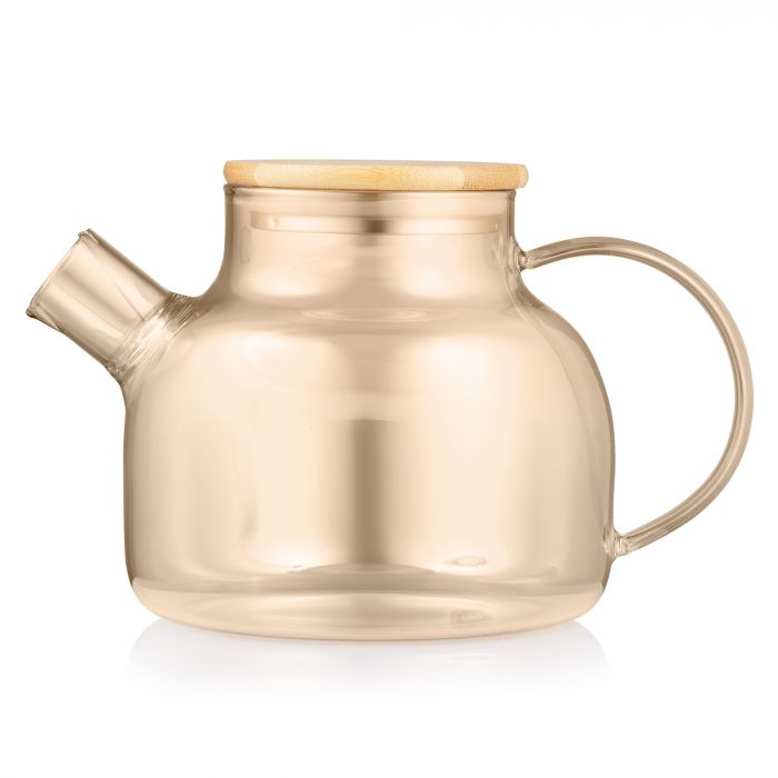 Заварник ARDESTO Golden Moon 1000мл, боросилікатне скло, бамбук, золотистий