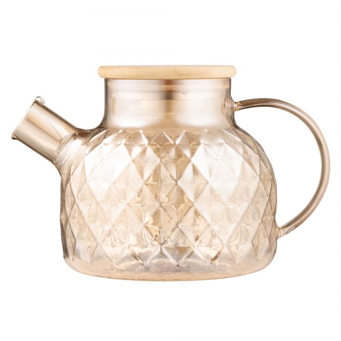 Заварник ARDESTO Golden Moon Diamond 1000мл, боросилікатне скло, бамбук, золотистий
