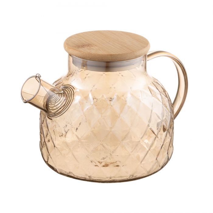 Заварник ARDESTO Golden Moon Diamond 1000мл, боросилікатне скло, бамбук, золотистий