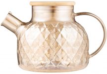 Заварник ARDESTO Golden Moon Diamond 1000мл, боросилікатне скло, бамбук, золотистий