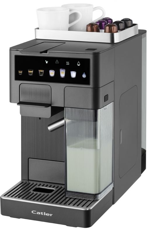 Кавоварка Catler капсульна Renzo 1.6л, капсули, мелена кава, сенсорне керування, автоматичний капучинатор, сірий