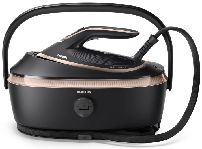 Парогенератор Philips PerfectCare 8000, 3120Вт, 1400мл, паровий удар -800гр, верт. відпарювання, нерж. сталь, чорний