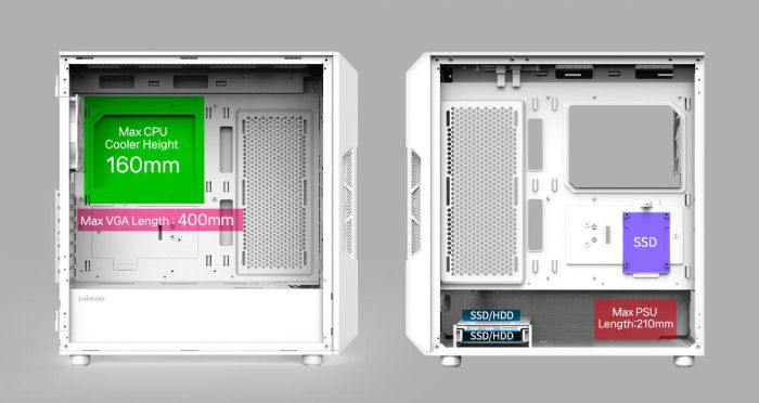 Корпус Zalman I3 Neo ARGB V2 без БЖ, 2xUSB3.0, 1x Type C, 4x120мм, ARGB, VGA 355мм, LCS ready, TG Side Panel, ATX, білий
