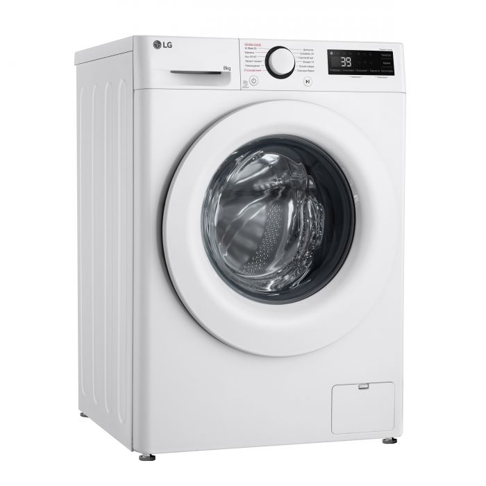 Пральна машина LG фронтальна, 8кг, 1200, A, 48см, дисплей, пара, інвертор, білий