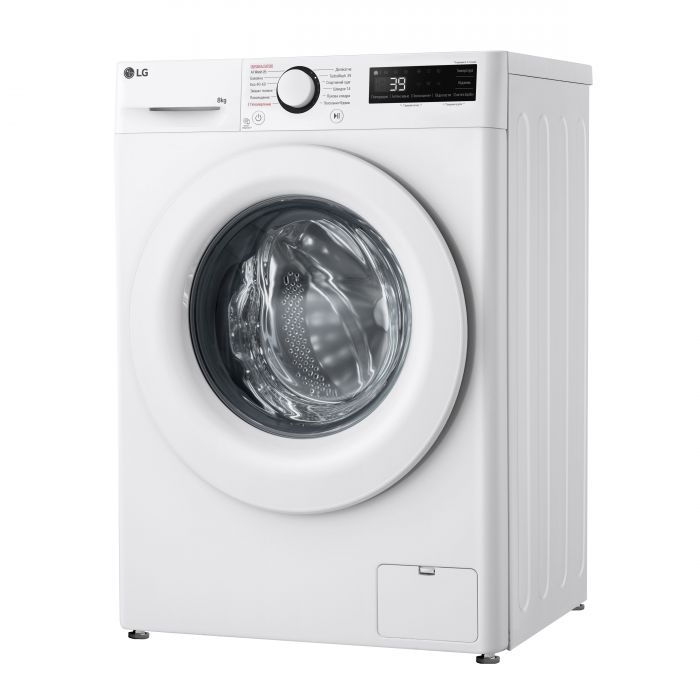 Пральна машина LG фронтальна, 8кг, 1200, A, 48см, дисплей, пара, інвертор, білий