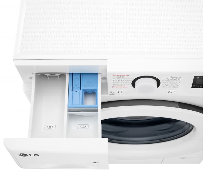 Пральна машина LG фронтальна, 8кг, 1200, A, 48см, дисплей, пара, інвертор, білий