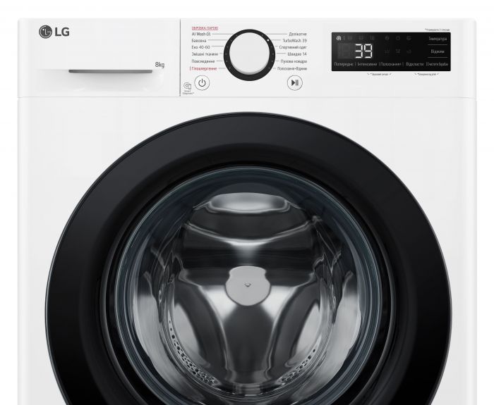 Пральна машина LG фронтальна, 8кг, 1200, A, 48см, дисплей, пара, інвертор, білий