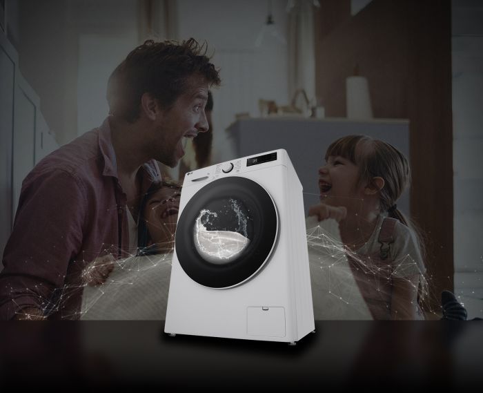 Пральна машина LG фронтальна, 8кг, 1200, A, 48см, дисплей, пара, інвертор, білий