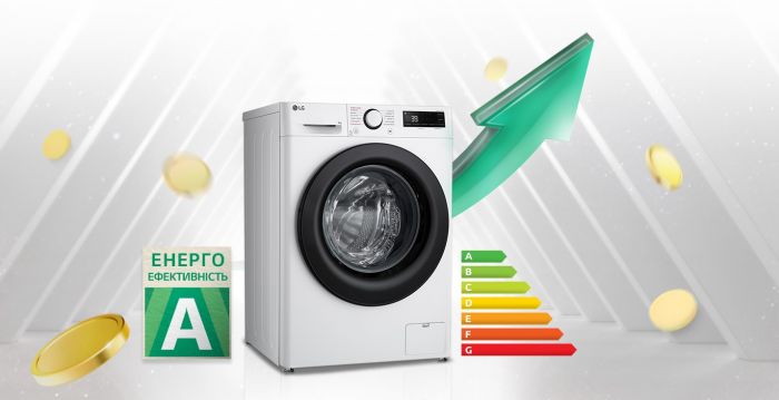 Пральна машина LG фронтальна, 9кг, 1200, A, 48см, дисплей, пара, інвертор, білий