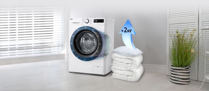 Пральна машина LG фронтальна, 9кг, 1200, A, 48см, дисплей, пара, інвертор, білий