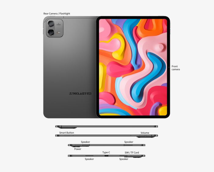 Планшет Teclast ArtPad Air 11" 8ГБ, 128ГБ, LTE, 8000мА•год, Android, сірий