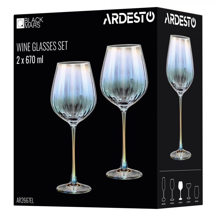 Набір келихів для вина ARDESTO Black Mars Zenith 670мл, 2шт, скло, прозорий