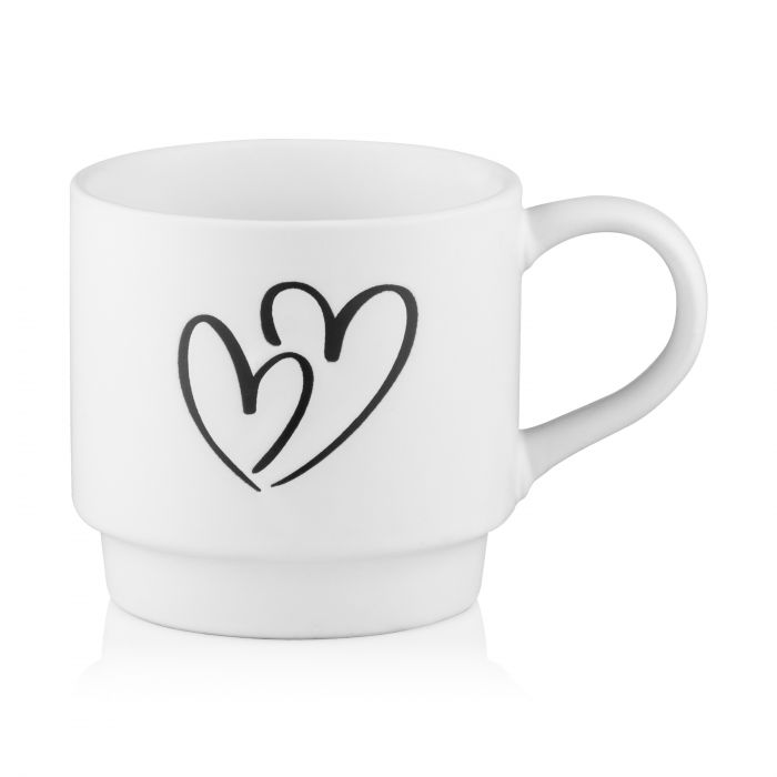 Набір чашок на підставці ARDESTO, 4шт., 320мл, кераміка, метал, білий