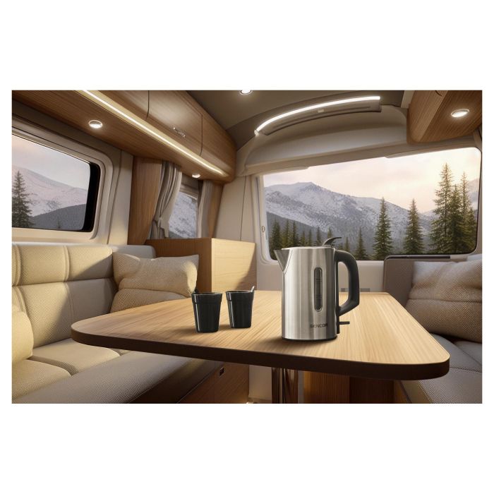 Електрочайник Sencor 0.5л, Strix, пластик, в комплекті 2 склянки + 2 ложки, нерж. сталь